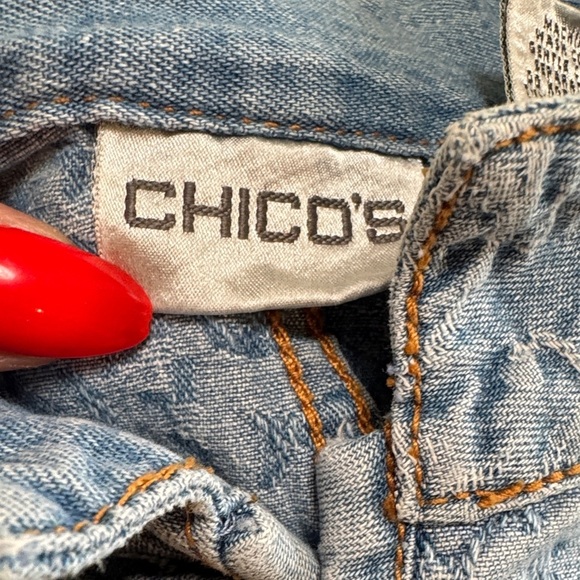 Chico's Blue Floral Jean Jacket - Picture 4 of 5